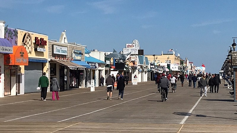 A large crowd of strollers took advantage of the sunny and warmer weather yesterday in Ocean City  