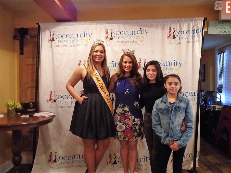 From left; Miss Ocean City Madison Leigh Kennelly with Miss America Cara Mund pose with Abby, and Anna Berman, of Ocean City and Medford. 