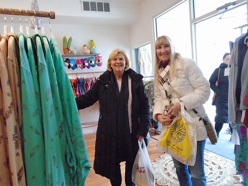 Cousins Sheila Mancini and Janet Cappelletti, of Norristown, Pa., enjoy checking out clothes at Bohemian Mama, 741 Asbury Ave.