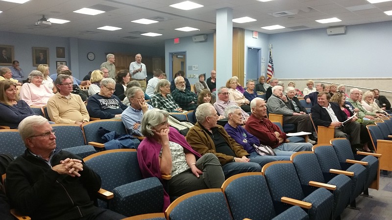 Audience members at the Ocean City Free Public Library asked Flood questions about major issues facing the city.