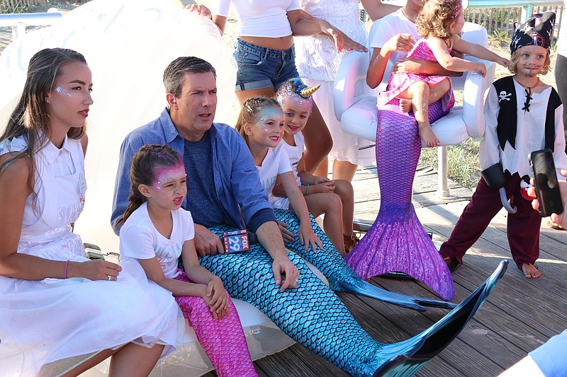 Bob was a hit with the crowd when he slipped into his mermaid costume from Bowfish Kids.