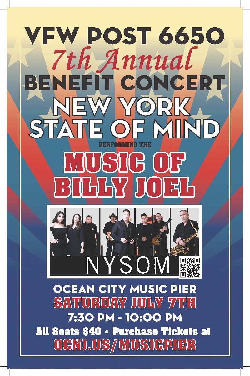 Ocean City VFW Post 6650 hosts benefit concert at the Music Pier July 7, featuring NYSOM. (Courtesy VFW Post 6650)