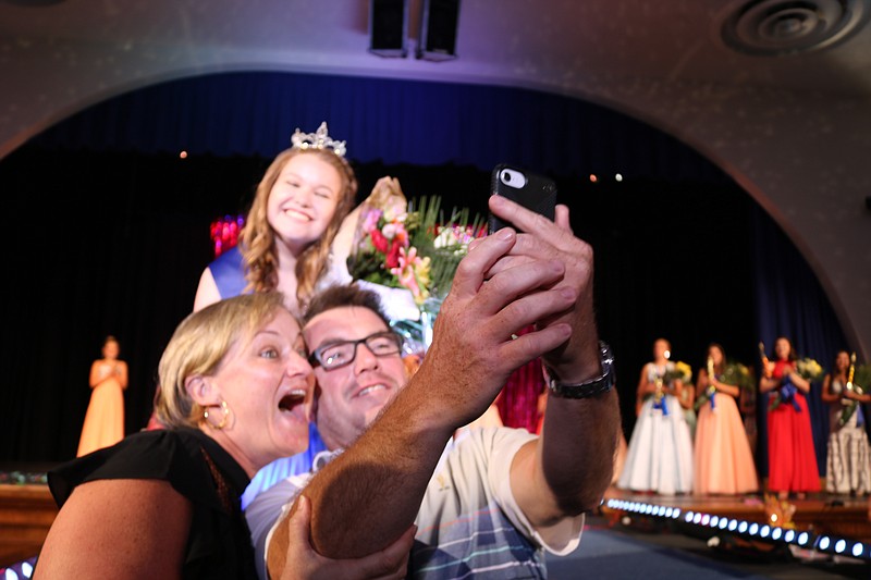 Junior Miss Ocean City 2019 Julia Wilson gets a selfie with her parents Melissa and Tony Wilson.