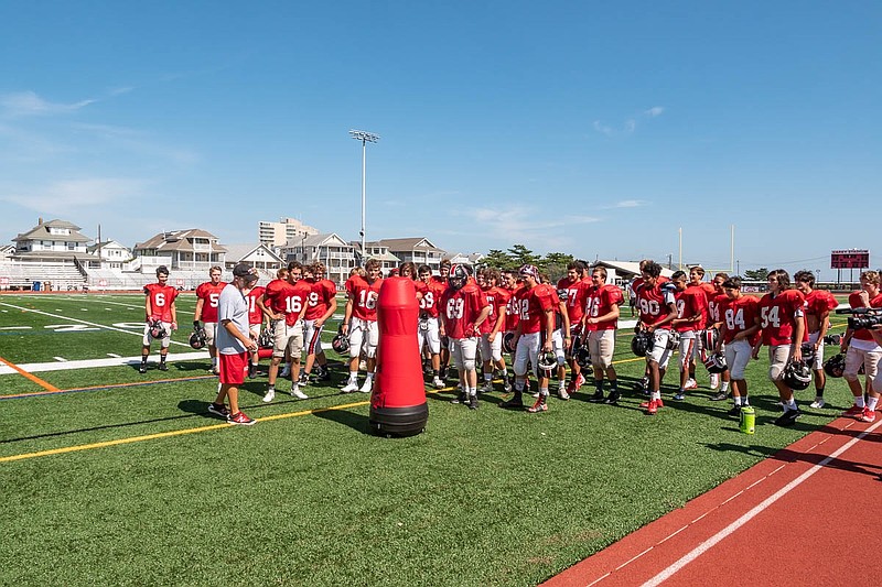 The MVP Drive helps football players practice tackles. (Courtesy Ocean City School District)