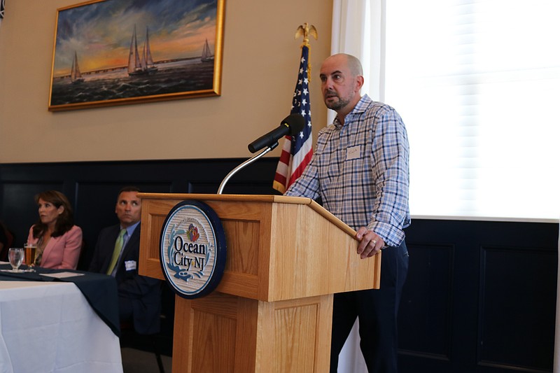 Frank Donato, the city's chief financial officer, discusses trends with beach tag sales during remarks at the Ocean City Regional Chamber of Commerce's annual Business Summit.