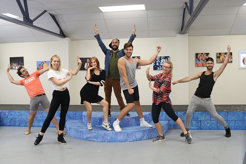 Xanadu cast members give a sneak preview during a rehearsal for the musical adventure playing this weekend at the Ocean City Music Pier.