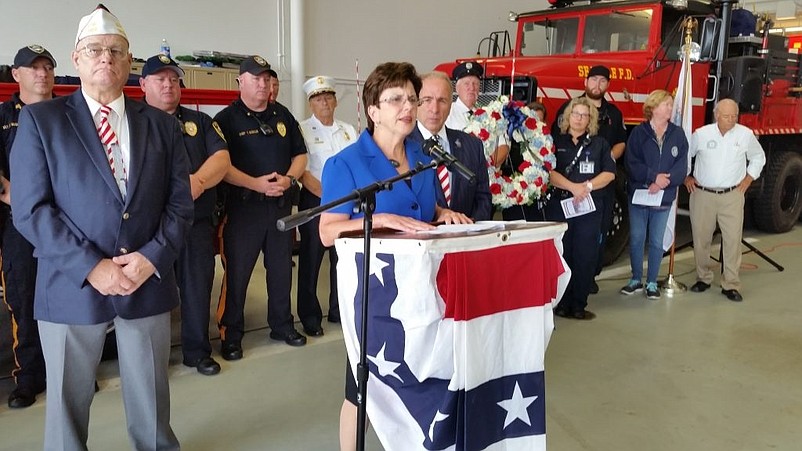 Cape May County Clerk Rita Marie Fulginiti, shown here speaking during a 9-11 commemoration ceremony in Sea Isle City, will talk about the election during a forum at the Ocean City Free Public Library.