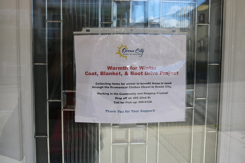 The sign on the front door at the Ocean City Board of Realtors welcomes all to donate to the cause.