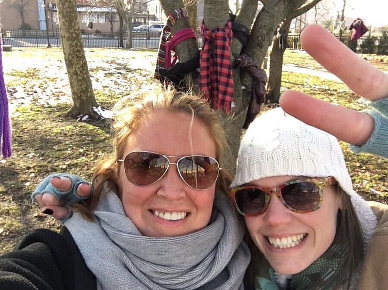 Bridget Buchanan poses at an Atlantic City park, where she and colleagues tied scarves to trees for the homeless.
(Photo Courtesy Bridget Buchanan)