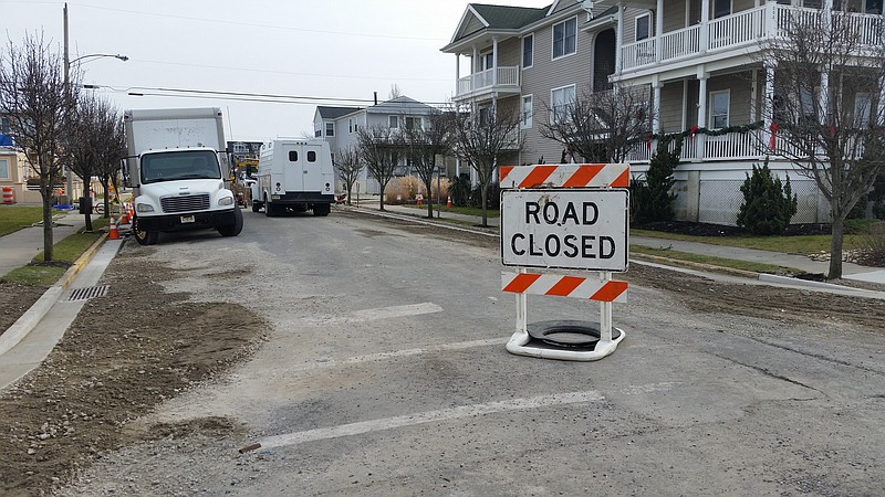 Construction at the intersection of Second Street and Bay Avenue is part of the drainage project.