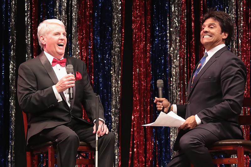 Mr. Mature America Bill Quain hams it up with the show's host, Erik Estrada, in 2018.