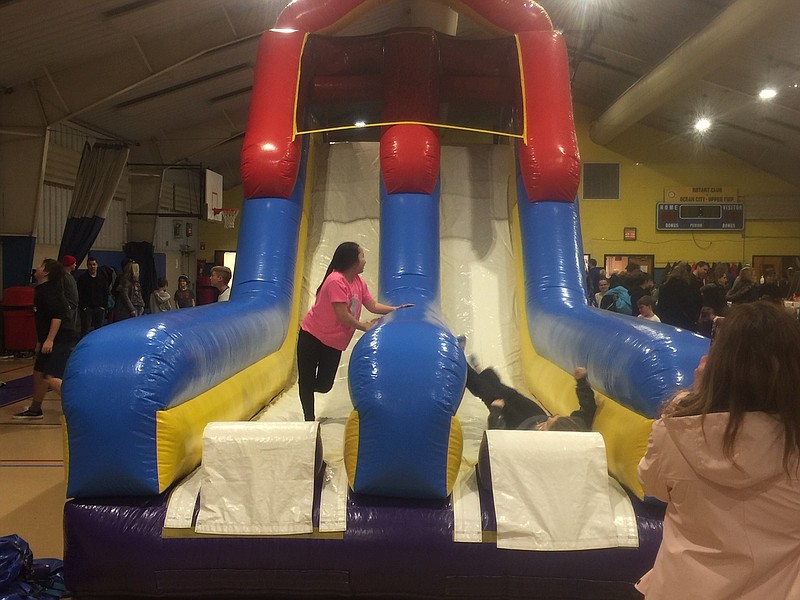 Giant inflatables were part of the kid-friendly amusements inside the Sports and Civic Center.