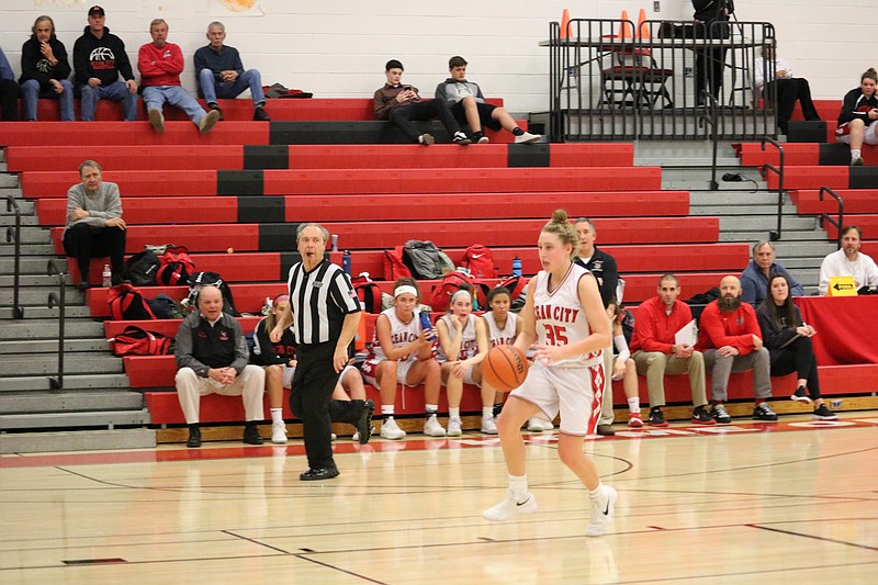 Abbey Fenton looks to the basket.