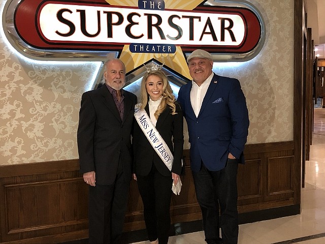 The Miss New Jersey scholarship competition will be held at Resorts Superstar Theater on June 15. From left, Miss New Jersey Scholarship Foundation Executive Director David Holtzman, Miss New Jersey 2018 Jaime Gialloreto and newly appointed board member Mike Lopez.
