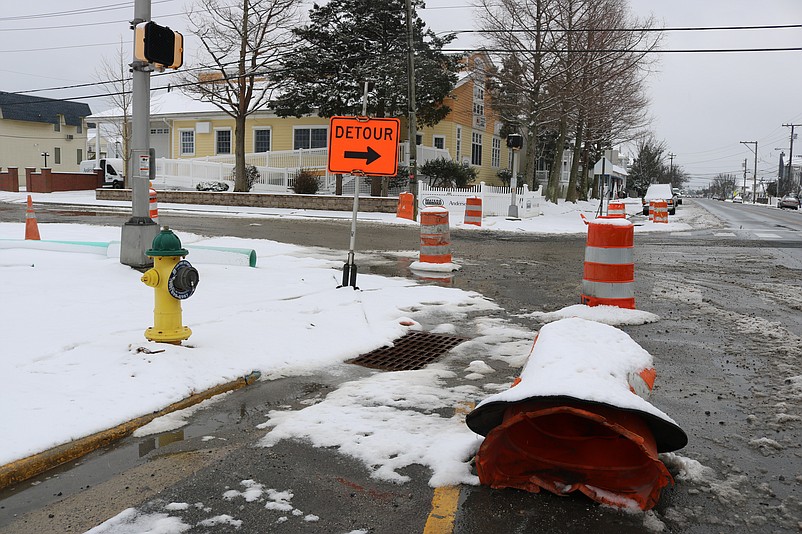 The intersection of Sixth Street and Bay Avenue is one area under construction for the drainage project.