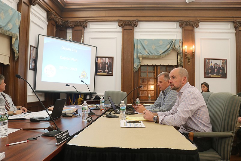 Ocean City'sEmergency Management Coordinator Frank Donato, foreground, discusses capital projects in 2019. City officials offer project plans to the county to identify the needs of each community in the mitigation plan.