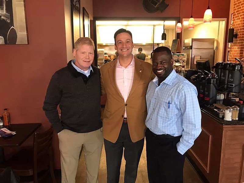 From left, Assembly candidate Erik Simonsen and Senate candidate Michael Testa join with Assembly candidate Antwan McClellan on the Republican side in the First District legislative race.