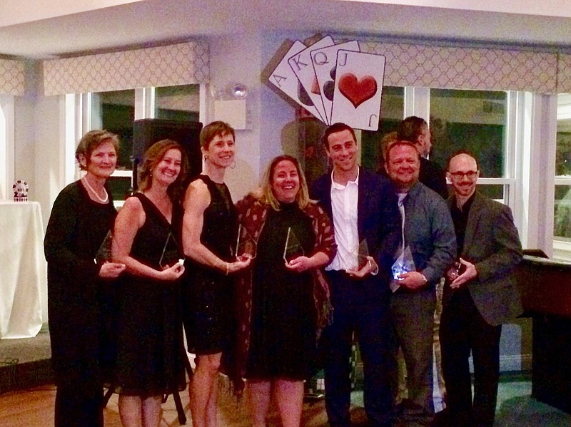 Teachers and staff recognized from left: Michele Dubs, Lisa Hurff, Carrie Merritt, Jennifer Dwyers, Randy Kohr, Joel Dugan, Andrew Benfer. (Not pictured is Todd Lauer) 