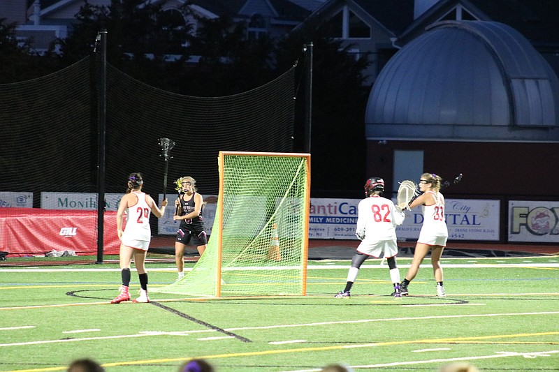 Ocean City goalie Abbey Fenton keeps an eye on the ball behind the cage.