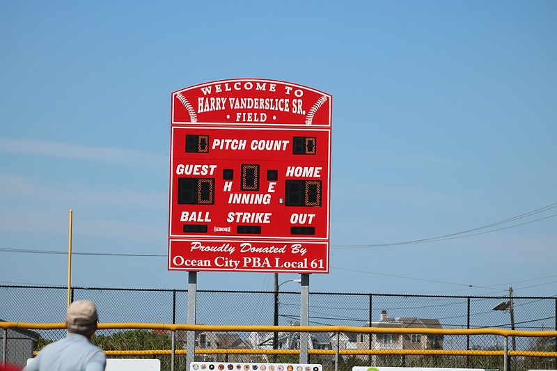 The new scoreboard donated by the Ocean City PBA Local 61.