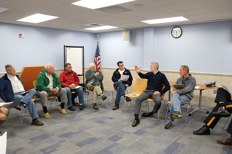 Co-Chairman of Bike OCNJ Tom Heist answers a question raised by Ocean City Councilman Michael DeVlieger.