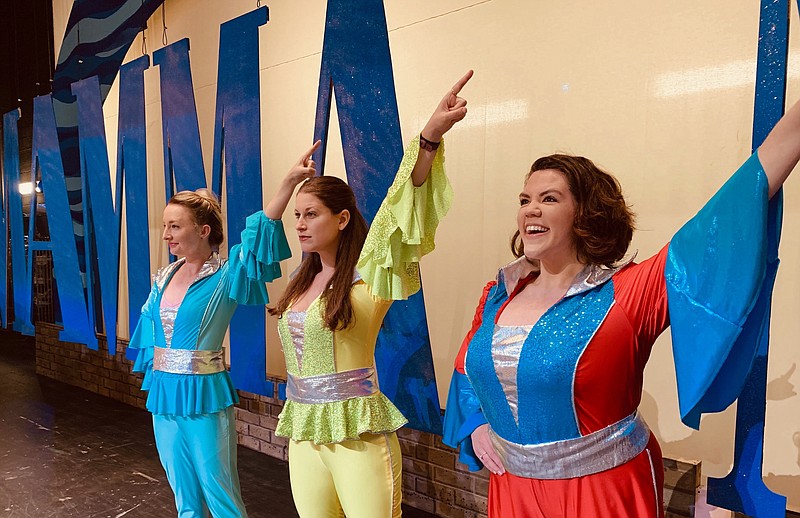 In 2019, pictured from left, New York City-based performers Elizabeth Worley, Sarah Spangenberg and Shannon Agnew lead Ocean City’s “Mamma Mia!” (Photo courtesy Ocean City Theatre Company)