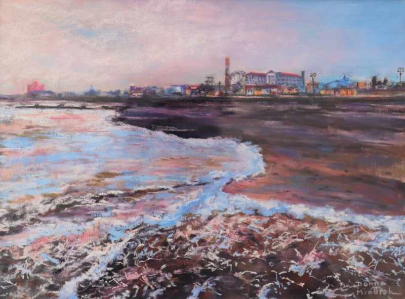 Donna Mindish, of Northfield, wins first place with her “OC Beach and Boardwalk at Sunset" pastel.