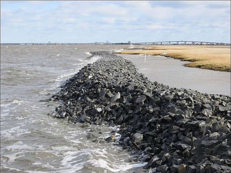 A "Living Shoreline" continues to take shape on Shooting Island in Ocean City with a restoration project. (Photo courtesy of ACT Engineers)