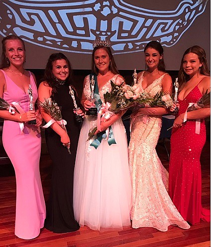 Miss Night In Venice 2019 Brooke Powell, center, poses with her court: third runner-up Meredith Moon, first runner-up Gianna DiFelice, second runner-up Christina Paulsen and fourth runner-up Kristen Zoellner. (Photo courtesy of Cathy Finnegan)