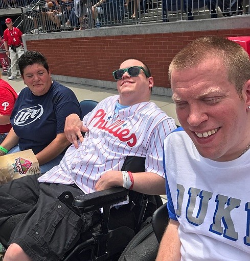 Brothers Zack (in Phillies jersey) and Bob Barr at a recent ball game in Philadelphia.