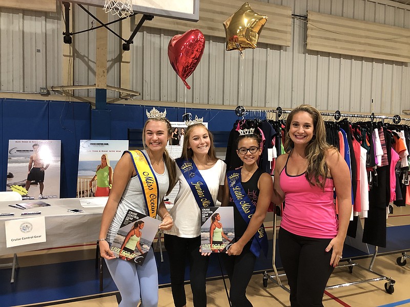 Candice Kolins, far right, proprietor of Cruise Control Gear active wear, at the Health and Fitness Expo with (from left) Miss Ocean City Mary Grace Jamison, Junior Miss Ocean City Natalie Argento and Little Miss Ocean City Antonella DiAntonio. (Photos courtesy Cruise Control Gear)