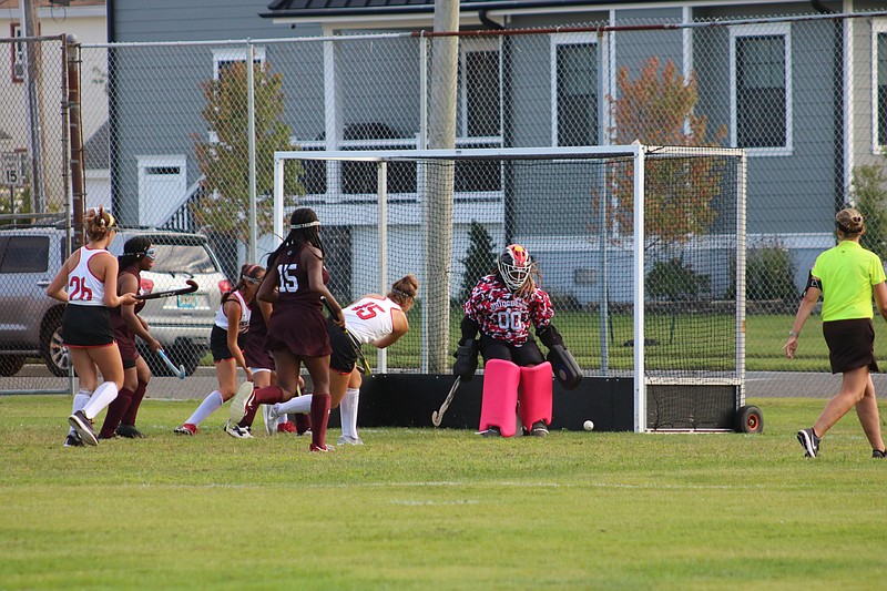 Sophomore Racheli Levy-Smith hits one past the Bridgeton goalkeeper.