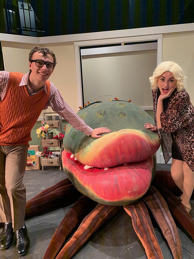 Erik Wagner and Ruby Doran, lead actors in "Little Shop of Horrors," are shown at a recent rehearsal.