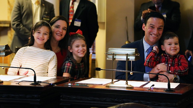 Sen. Mike Testa enjoys a light moment with his family after being sworn in as a freshman senator for New Jersey's 1st Legislative District. (Photo Courtesy Sen. Mike Testa)