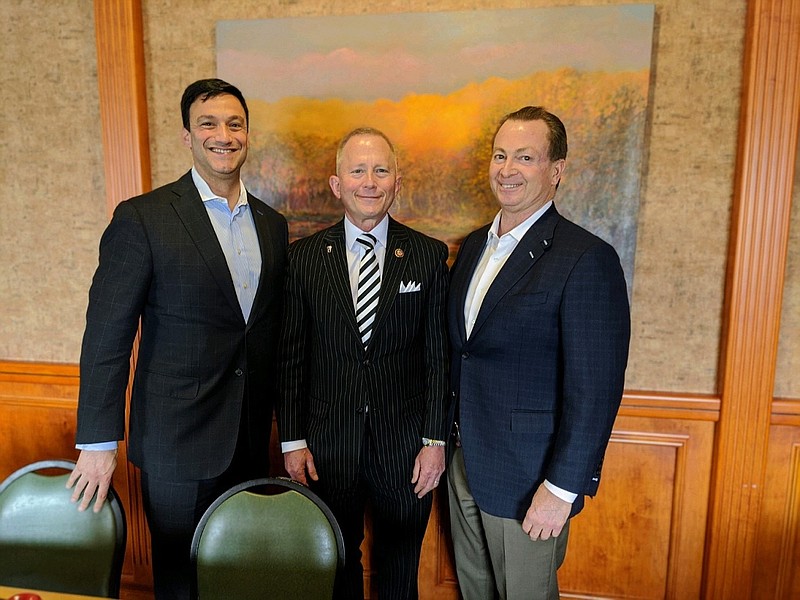 From left, Cumberland County Republican Chairman Michael Testa, Congressman Jeff Van Drew and Cape May County GOP Chairman Marcus Karavan.