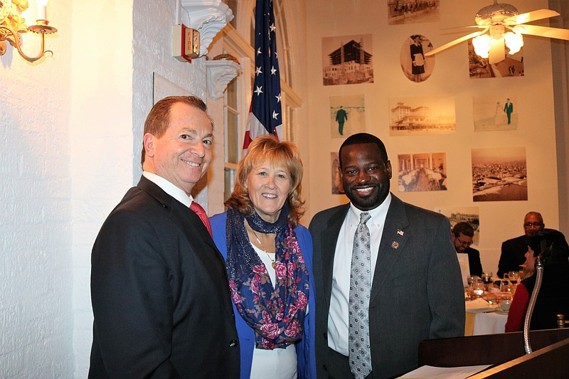 Cape May County Republican Chair Marcus Karavan with Freeholder E. Marie Hayes and Assemblyman Antwan McClellan.