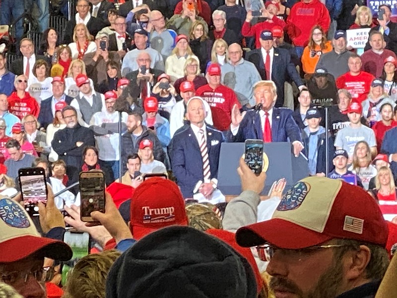 President Donald Trump shares the stage at the Wildwoods Convention Center with Congressman Jeff Van Drew in 2020.