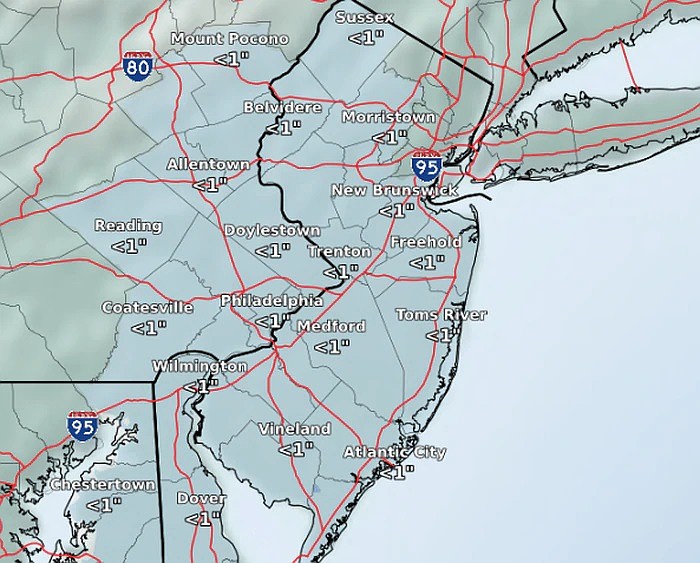 Snow accumulation is expected at less than one inch. (Courtesy of National Weather Service)