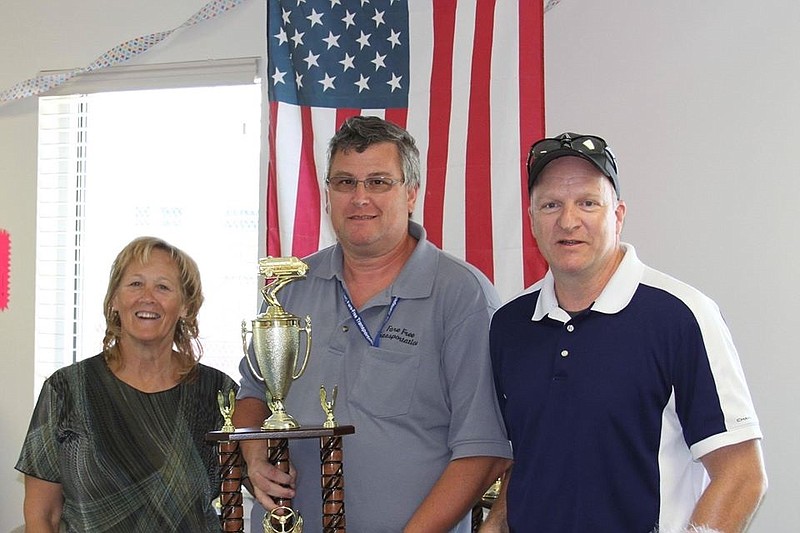 Cape May County Freeholder E. Marie Hayes with Fare Free driver Gene Glembocki and Fare Free Director Dan Mulraney during an awards ceremony. (Photo courtesy Fare-Free Transportation Facebook page)