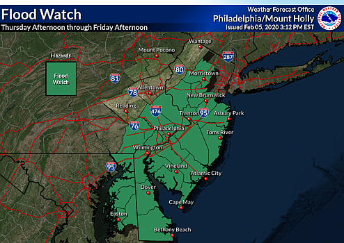 Flood watch for Thursday and Friday. (Courtesy National Weather Service)