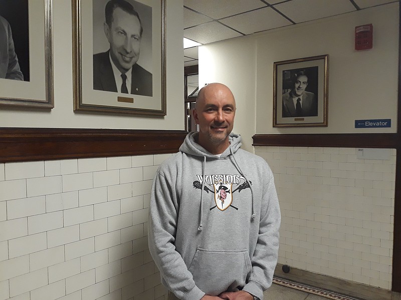 Skatepark advocate Steve Beseris runs the library at the Ocean City Intermediate School and also teaches video production.