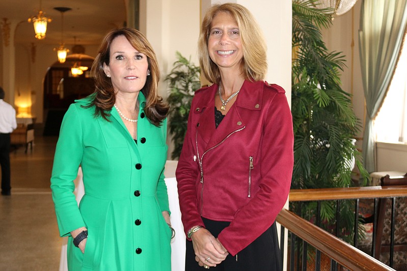 Executive Director of the Chamber of Commerce Michele Gillian, left, and featured speaker, Michele Siekerka, president and CEO of the New Jersey Business &amp; Industry Association, discuss the coronavirus and other issues that could impact small businesses in the near future.