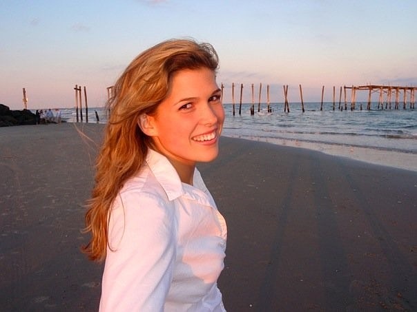 Julia Rae on the beach for her music video around 2008.