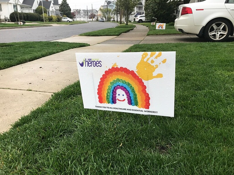 People may purchase these lawn signs to support frontline workers at Shore Medical Center through an Ocean City-based fundraiser. (Photo courtesy the Bickings family)