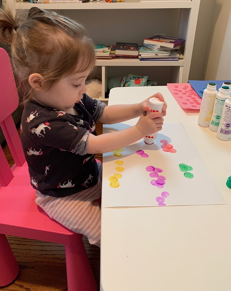 Renee Monihan was 2 when she helped make rainbows for the Shore fundraiser in 2020. (Photo courtesy of the Monihans)