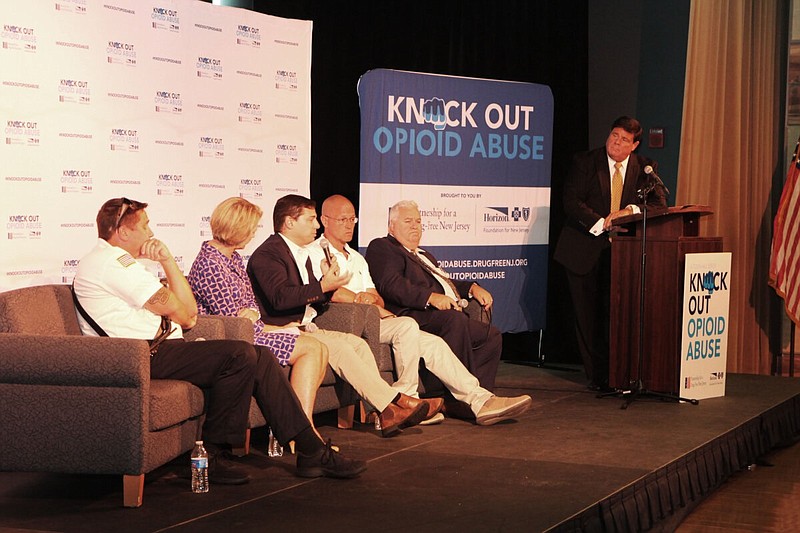 The Knock Out Opioid Abuse Town Hall Series, such as this one in Cape May in 2019, joins experts on the opioid epidemic from various fields to help those struggling with addiction. (Photo knockoutopioidabuse.drugfreenj.org)