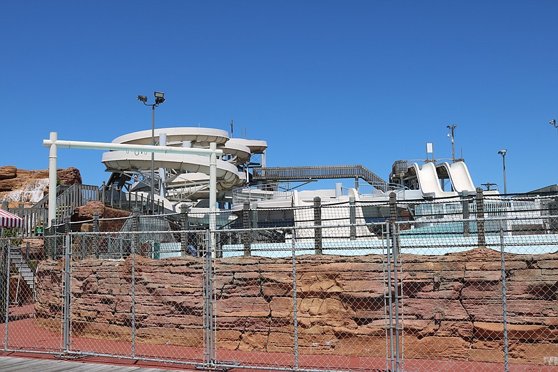 Just last year at this time OC Waterpark has lines of people to take a ride on a windy slide.