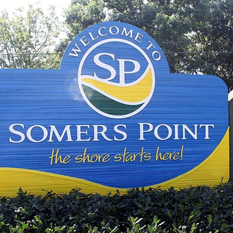 The Somers Point sign greets motorists getting off Exit 30 traveling into town on Macarthur Boulevard.