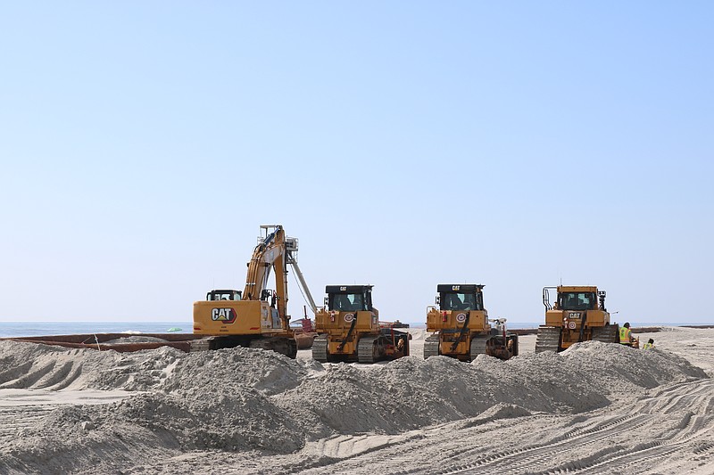 The U.S. Army Corps of Engineers and its contractor conduct beachfill operations in Ocean City in 2020.