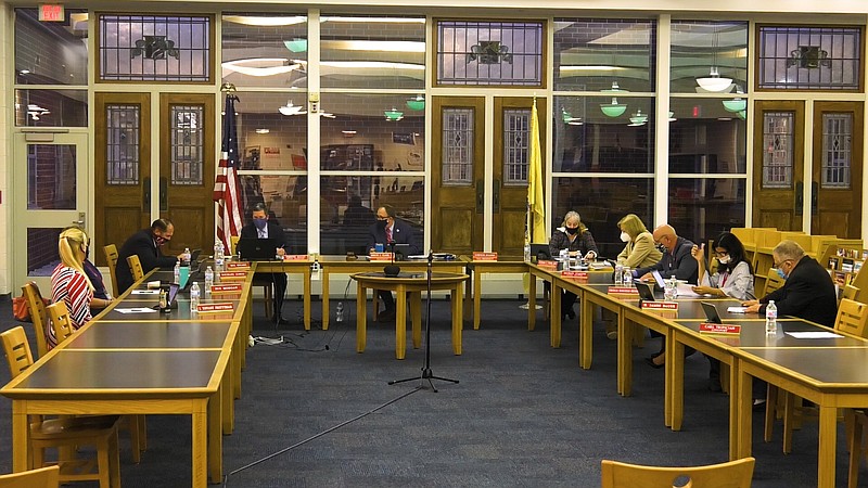 The Board of Education members discuss the early success of the school district's hybrid learning model amid the coronavirus pandemic during a meeting in September. (Photo courtesy Martin Fiedler, Just Right TV Productions)